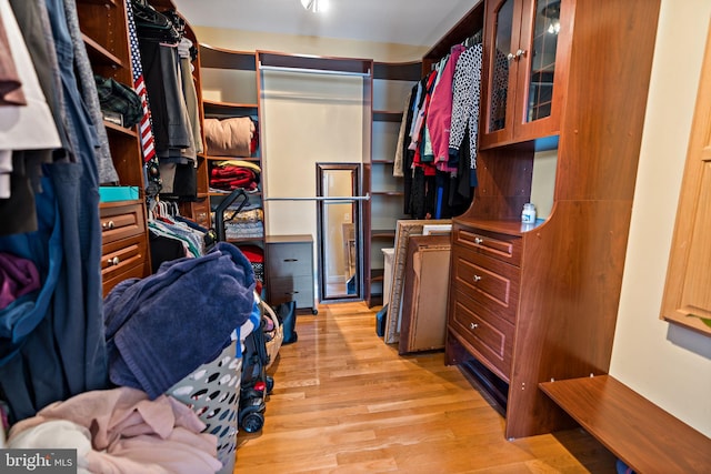 spacious closet featuring light wood-style floors