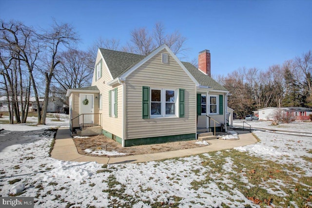 view of snow covered property