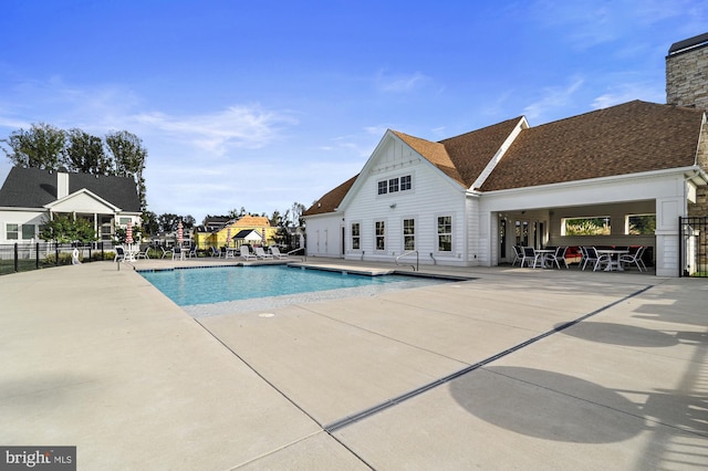 view of pool featuring a patio