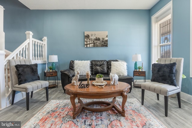 living area featuring light hardwood / wood-style floors