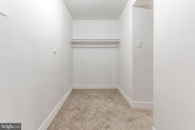 spacious closet with light colored carpet