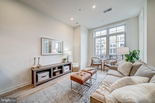 living room featuring light hardwood / wood-style flooring