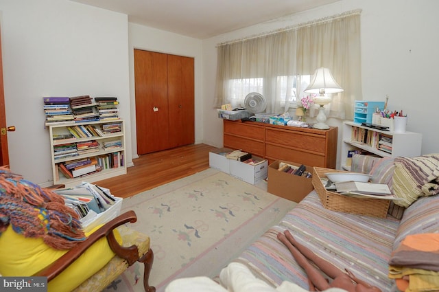 living area featuring light hardwood / wood-style flooring