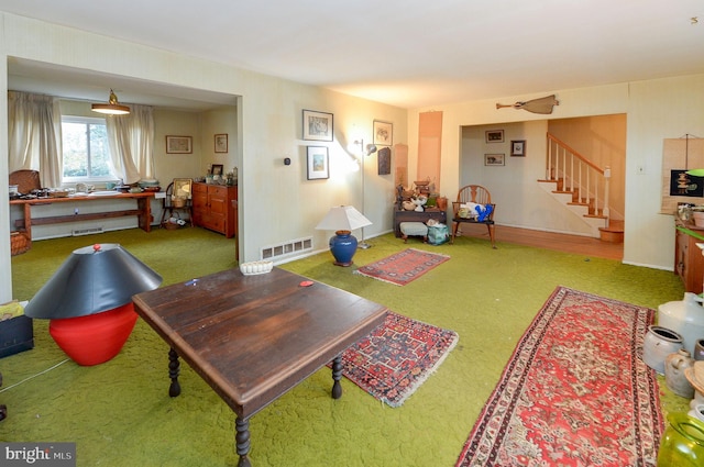 game room with carpet floors