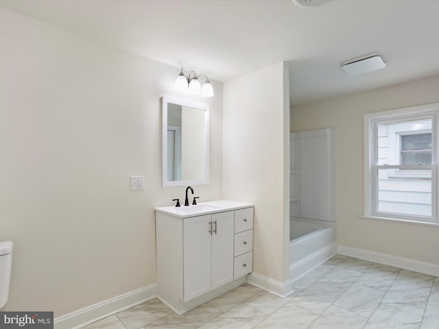 bathroom featuring shower / bath combination and vanity