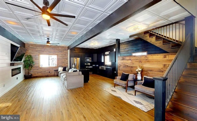 living room with hardwood / wood-style flooring