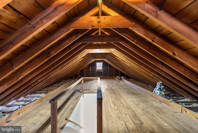 view of unfinished attic