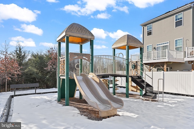 view of snow covered playground