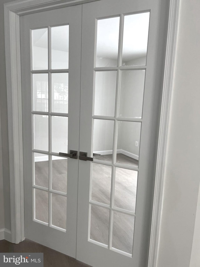 interior details featuring french doors