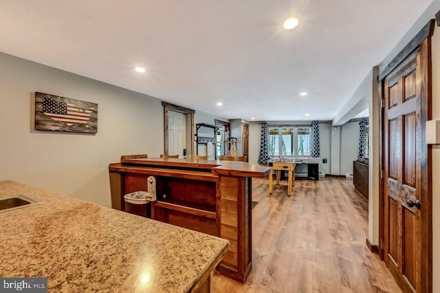 kitchen with light wood-type flooring