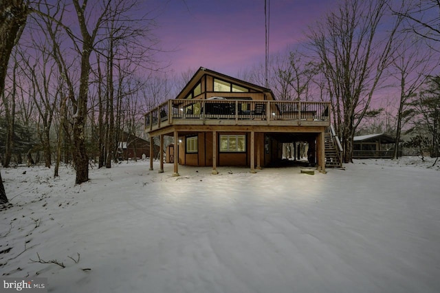 view of front of home featuring a deck