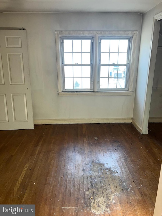 interior space with a closet and dark hardwood / wood-style floors