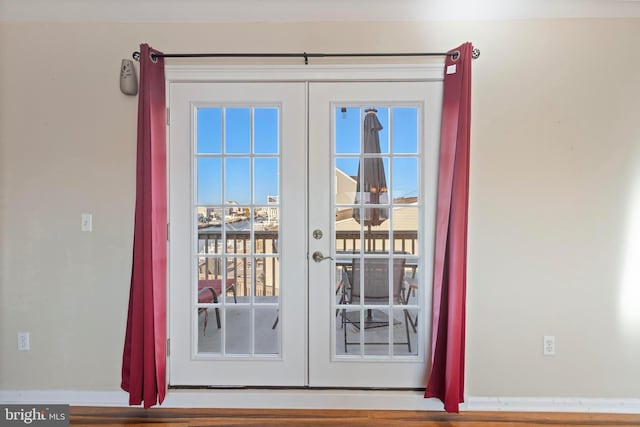 doorway to outside featuring french doors