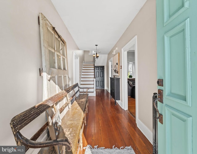 foyer featuring dark wood-type flooring