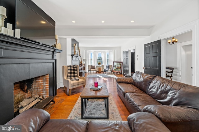 living room with light hardwood / wood-style floors