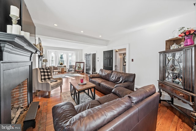 living room with wood-type flooring