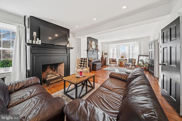 living room featuring light wood-type flooring