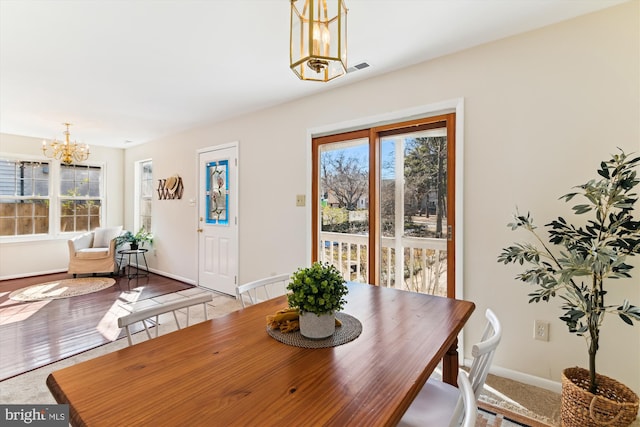 dining room with an inviting chandelier