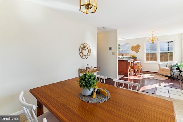 dining room featuring an inviting chandelier