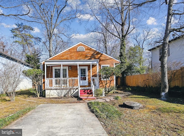 bungalow featuring a porch