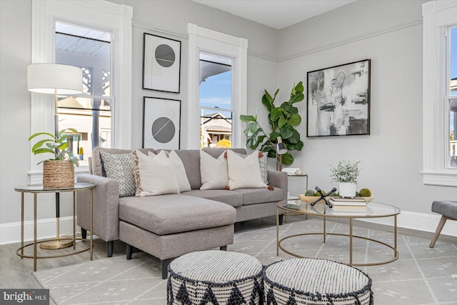 living room featuring light hardwood / wood-style flooring