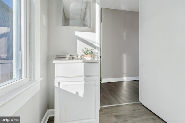 interior space with light hardwood / wood-style flooring