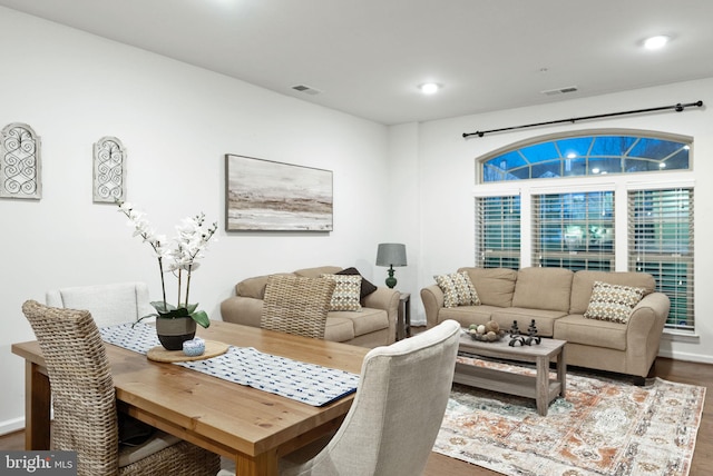 living room with hardwood / wood-style floors