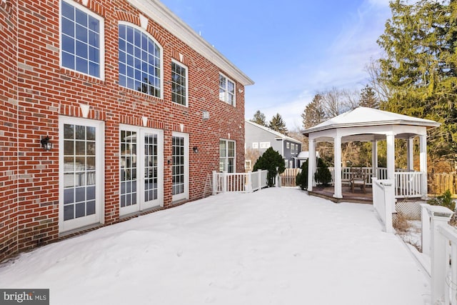 exterior space featuring a gazebo