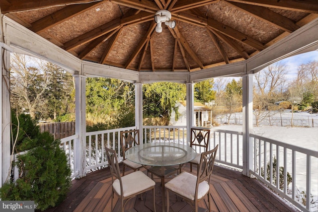 wooden deck featuring a gazebo