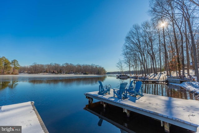 dock area featuring a water view