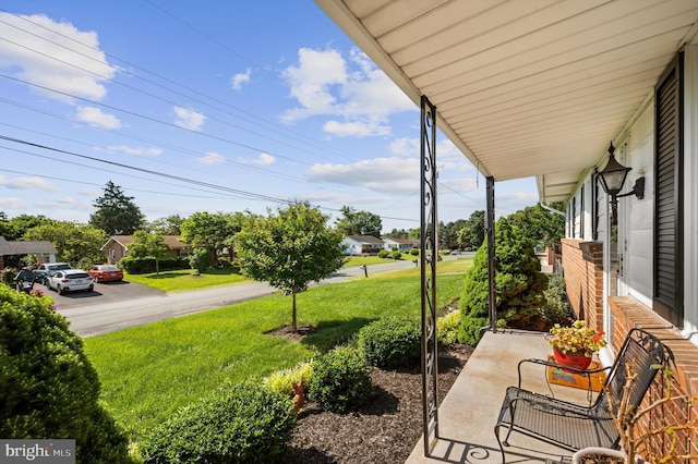 view of yard with a porch