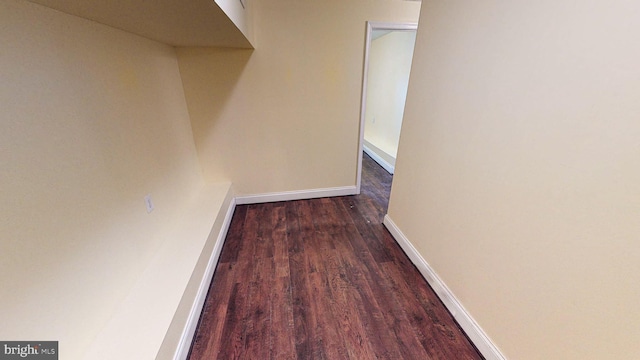 hallway featuring dark hardwood / wood-style flooring