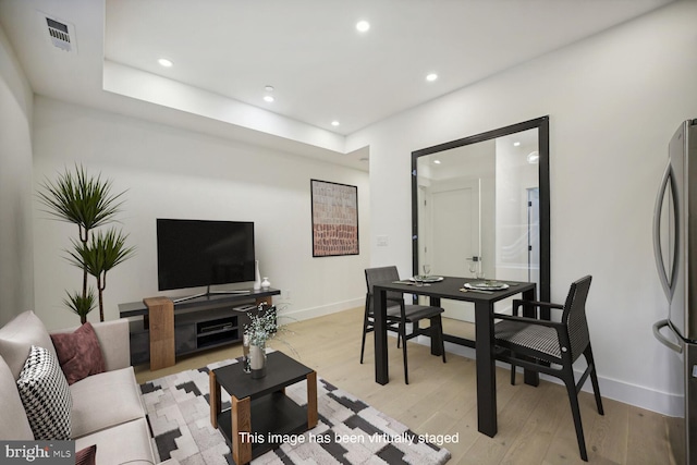 living room with light wood-type flooring