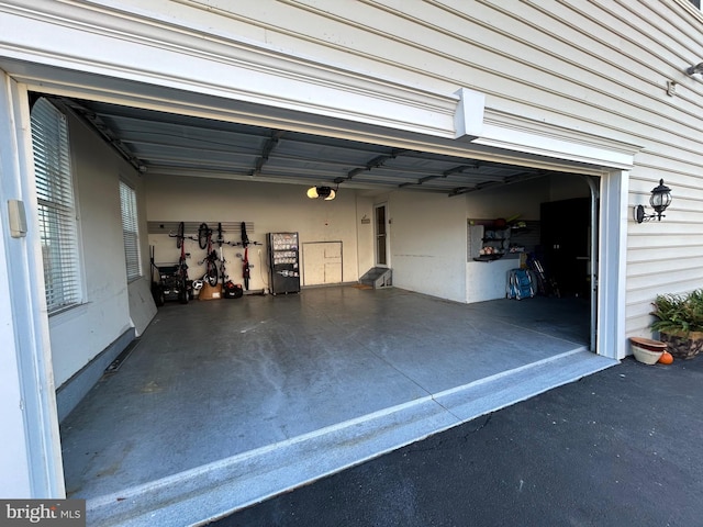 garage with a garage door opener