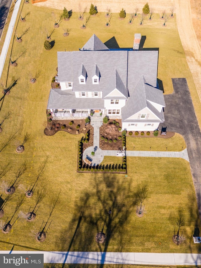 drone / aerial view with a rural view