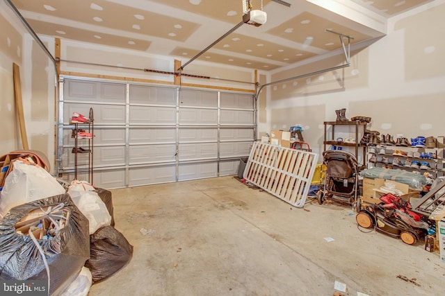 garage with a garage door opener