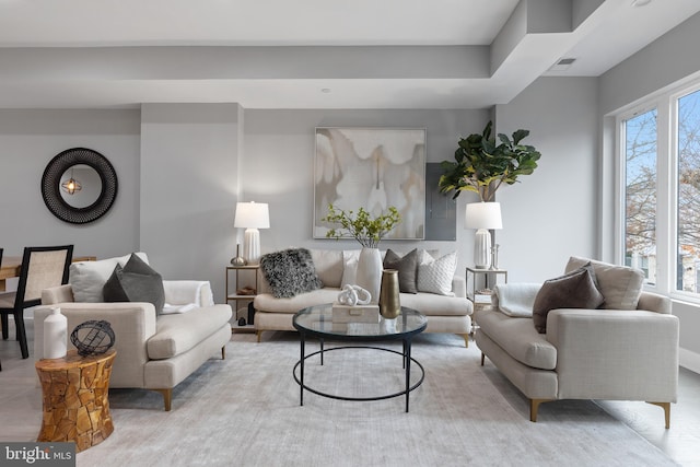 living room featuring light hardwood / wood-style floors