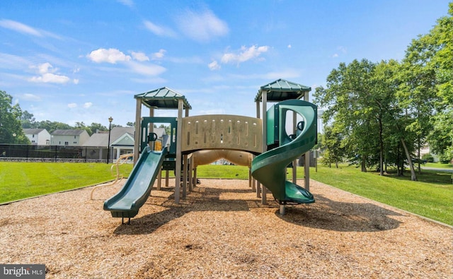 view of play area featuring a yard