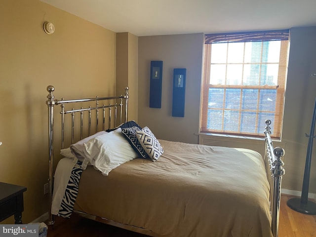 bedroom with hardwood / wood-style floors