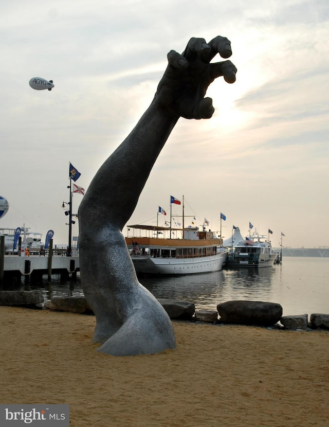 dock area featuring a water view