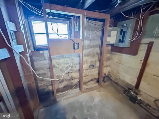 basement with electric panel