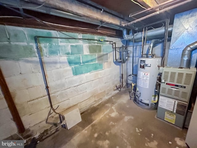 basement featuring gas water heater