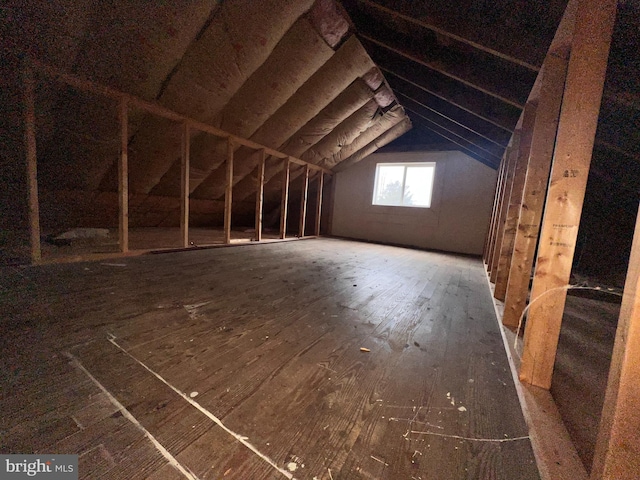 view of unfinished attic