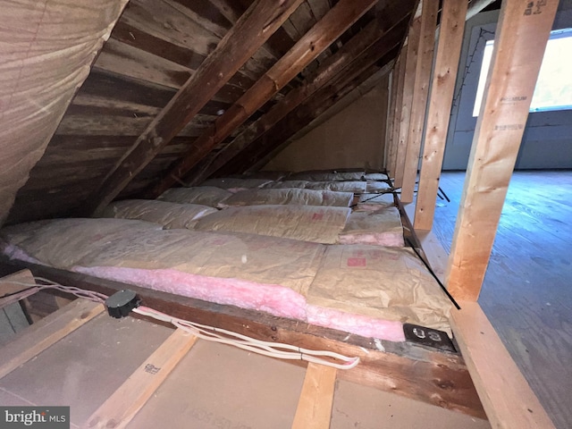 view of unfinished attic