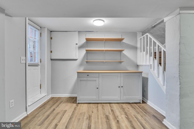 interior space with light hardwood / wood-style floors