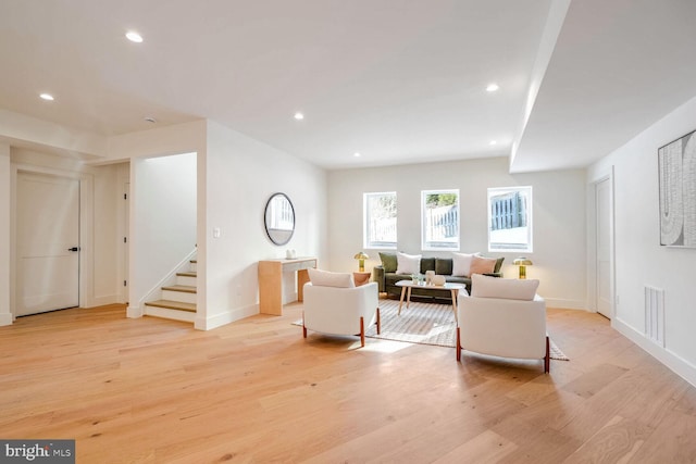 living room featuring light hardwood / wood-style flooring