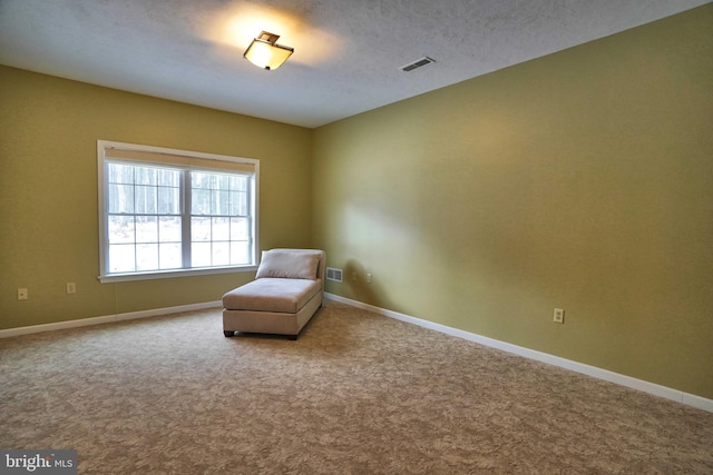 unfurnished room with carpet floors and a textured ceiling