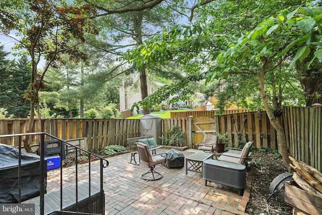 view of patio with an outdoor living space