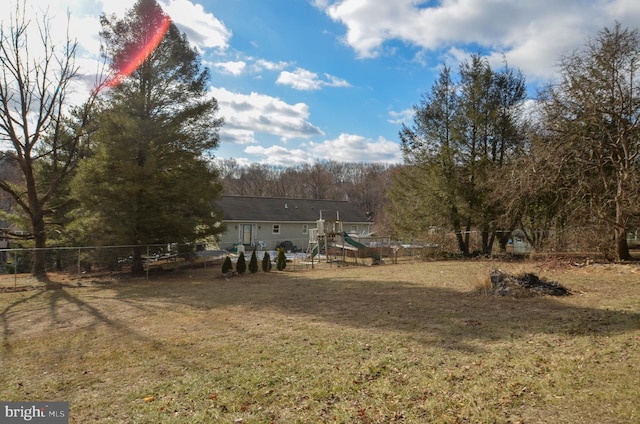 view of yard featuring a playground