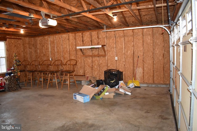 garage with a garage door opener